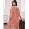 imageSOLY HUX Women Plus Size Summer Dress Cold Shoulder Short Sleeve Casual Loose Short DressesSolid Dusty Pink
