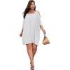 imageSOLY HUX Women Plus Size Summer Dress Cold Shoulder Short Sleeve Casual Loose Short DressesSolid White