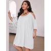 imageSOLY HUX Women Plus Size Summer Dress Cold Shoulder Short Sleeve Casual Loose Short DressesSolid White