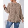 imageSOLY HUX Womens Plus Size Allover Print V Neck Bishop Long Sleeve Ruffle Hem Blouse TopsApricot Print