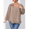 imageSOLY HUX Womens Plus Size Allover Print V Neck Bishop Long Sleeve Ruffle Hem Blouse TopsApricot Print