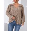 imageSOLY HUX Womens Plus Size Allover Print V Neck Bishop Long Sleeve Ruffle Hem Blouse TopsApricot Print