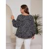 imageSOLY HUX Womens Plus Size Allover Print V Neck Bishop Long Sleeve Ruffle Hem Blouse TopsBlack Ditsy Floral