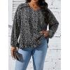imageSOLY HUX Womens Plus Size Allover Print V Neck Bishop Long Sleeve Ruffle Hem Blouse TopsBlack Print