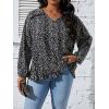 imageSOLY HUX Womens Plus Size Allover Print V Neck Bishop Long Sleeve Ruffle Hem Blouse TopsBlack Print