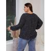 imageSOLY HUX Womens Plus Size Allover Print V Neck Bishop Long Sleeve Ruffle Hem Blouse TopsBlack Printed