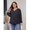 imageSOLY HUX Womens Plus Size Allover Print V Neck Bishop Long Sleeve Ruffle Hem Blouse TopsBlack Printed