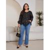 imageSOLY HUX Womens Plus Size Allover Print V Neck Bishop Long Sleeve Ruffle Hem Blouse TopsBlack Star
