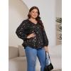 imageSOLY HUX Womens Plus Size Allover Print V Neck Bishop Long Sleeve Ruffle Hem Blouse TopsBlack Star