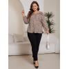 imageSOLY HUX Womens Plus Size Allover Print V Neck Bishop Long Sleeve Ruffle Hem Blouse TopsKhaki Ditsy Floral