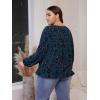 imageSOLY HUX Womens Plus Size Allover Print V Neck Bishop Long Sleeve Ruffle Hem Blouse TopsMulticoloured Printed