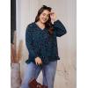 imageSOLY HUX Womens Plus Size Allover Print V Neck Bishop Long Sleeve Ruffle Hem Blouse TopsMulticoloured Printed