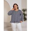 imageSOLY HUX Womens Plus Size Allover Print V Neck Bishop Long Sleeve Ruffle Hem Blouse TopsNavy Blue Ditsy Floral
