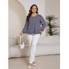 imageSOLY HUX Womens Plus Size Allover Print V Neck Bishop Long Sleeve Ruffle Hem Blouse TopsNavy Blue Ditsy Floral