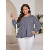 imageSOLY HUX Womens Plus Size Allover Print V Neck Bishop Long Sleeve Ruffle Hem Blouse TopsNavy Blue Ditsy Floral