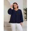 imageSOLY HUX Womens Plus Size Allover Print V Neck Bishop Long Sleeve Ruffle Hem Blouse TopsNavy Blue Leopard