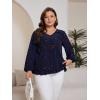 imageSOLY HUX Womens Plus Size Allover Print V Neck Bishop Long Sleeve Ruffle Hem Blouse TopsNavy Blue Leopard