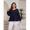 imageSOLY HUX Womens Plus Size Allover Print V Neck Bishop Long Sleeve Ruffle Hem Blouse TopsNavy Blue Leopard