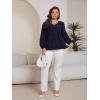 imageSOLY HUX Womens Plus Size Allover Print V Neck Bishop Long Sleeve Ruffle Hem Blouse TopsNavy Blue Leopard