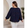 imageSOLY HUX Womens Plus Size Allover Print V Neck Bishop Long Sleeve Ruffle Hem Blouse TopsNavy Blue Leopard