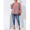 imageSOLY HUX Womens Plus Size Allover Print V Neck Bishop Long Sleeve Ruffle Hem Blouse TopsPink Print