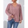imageSOLY HUX Womens Plus Size Allover Print V Neck Bishop Long Sleeve Ruffle Hem Blouse TopsPink Print