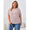 imageSOLY HUX Womens Plus Size Allover Printed Notched V Neck Short Sleeve Casual Blouse TopsBeige Floral Print