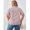 imageSOLY HUX Womens Plus Size Allover Printed Notched V Neck Short Sleeve Casual Blouse TopsBeige Floral Print