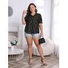 imageSOLY HUX Womens Plus Size Allover Printed Notched V Neck Short Sleeve Casual Blouse TopsBlack Polka Dots Printed