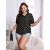 imageSOLY HUX Womens Plus Size Allover Printed Notched V Neck Short Sleeve Casual Blouse TopsBlack Polka Dots Printed