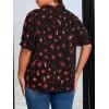 imageSOLY HUX Womens Plus Size Allover Printed Notched V Neck Short Sleeve Casual Blouse TopsBlack Print