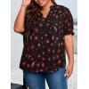 imageSOLY HUX Womens Plus Size Allover Printed Notched V Neck Short Sleeve Casual Blouse TopsBlack Print