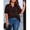imageSOLY HUX Womens Plus Size Allover Printed Notched V Neck Short Sleeve Casual Blouse TopsBlack Print