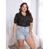 imageSOLY HUX Womens Plus Size Allover Printed Notched V Neck Short Sleeve Casual Blouse TopsBlack Star Print