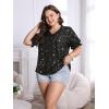 imageSOLY HUX Womens Plus Size Allover Printed Notched V Neck Short Sleeve Casual Blouse TopsBlack Star Print