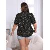 imageSOLY HUX Womens Plus Size Allover Printed Notched V Neck Short Sleeve Casual Blouse TopsBlack Star Print