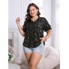 imageSOLY HUX Womens Plus Size Allover Printed Notched V Neck Short Sleeve Casual Blouse TopsBlack Star Print