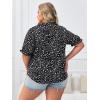 imageSOLY HUX Womens Plus Size Allover Printed Notched V Neck Short Sleeve Casual Blouse TopsBlack and White Floral