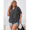 imageSOLY HUX Womens Plus Size Allover Printed Notched V Neck Short Sleeve Casual Blouse TopsBlack and White Floral
