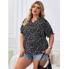 imageSOLY HUX Womens Plus Size Allover Printed Notched V Neck Short Sleeve Casual Blouse TopsBlack and White Floral
