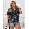 imageSOLY HUX Womens Plus Size Allover Printed Notched V Neck Short Sleeve Casual Blouse TopsBlack and White Floral