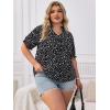 imageSOLY HUX Womens Plus Size Allover Printed Notched V Neck Short Sleeve Casual Blouse TopsBlack and White Floral