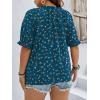 imageSOLY HUX Womens Plus Size Allover Printed Notched V Neck Short Sleeve Casual Blouse TopsBlue Floral