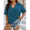 imageSOLY HUX Womens Plus Size Allover Printed Notched V Neck Short Sleeve Casual Blouse TopsBlue Floral