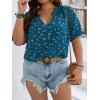 imageSOLY HUX Womens Plus Size Allover Printed Notched V Neck Short Sleeve Casual Blouse TopsBlue Floral