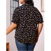 imageSOLY HUX Womens Plus Size Allover Printed Notched V Neck Short Sleeve Casual Blouse TopsBlue Floral Printed
