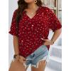 imageSOLY HUX Womens Plus Size Allover Printed Notched V Neck Short Sleeve Casual Blouse TopsBurgundy Floral