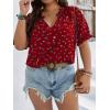 imageSOLY HUX Womens Plus Size Allover Printed Notched V Neck Short Sleeve Casual Blouse TopsBurgundy Floral