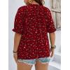 imageSOLY HUX Womens Plus Size Allover Printed Notched V Neck Short Sleeve Casual Blouse TopsBurgundy Floral