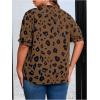 imageSOLY HUX Womens Plus Size Allover Printed Notched V Neck Short Sleeve Casual Blouse TopsCoffee Brown Print